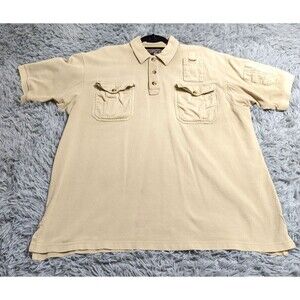 Duluth Trading Polo Shirt Mens XL Tan Beige Short Sleeve Heavy Cotton Read Cond.
